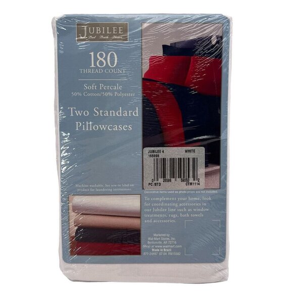 Jubilee 180 Thread Count Soft Percale Two Standard Pillowcases Cotton Polyester - Picture 3 of 5